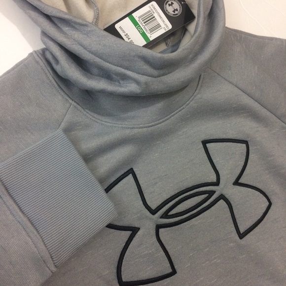 LAST ONE! Under Armour Logo Hooded Sweatshirt Gray - Picture 3 of 8